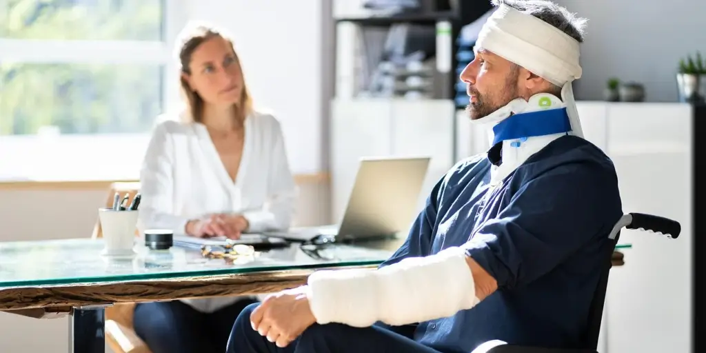 Man meeting with a lawyer to discuss car accident claim appeal