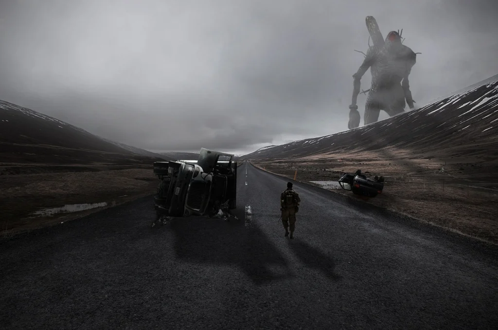 Photos taken at a car accident scene for documentation